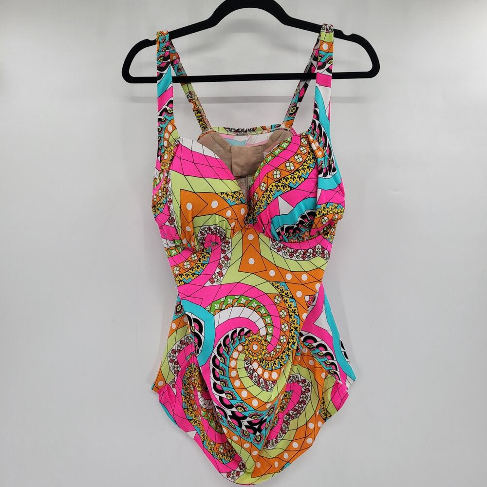 Lane Bryant Bright Colorful Geometric Print Tankini Swim Top Women's Plus Sz 42C - Picture 2 of 6